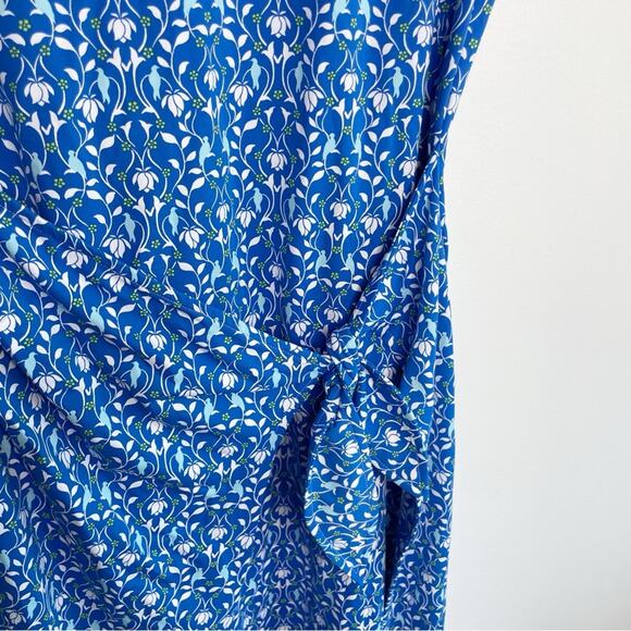 J MCLAUGHLIN Blue Floral Faux Wrap Mini Dress Size Small - Picture 3 of 7